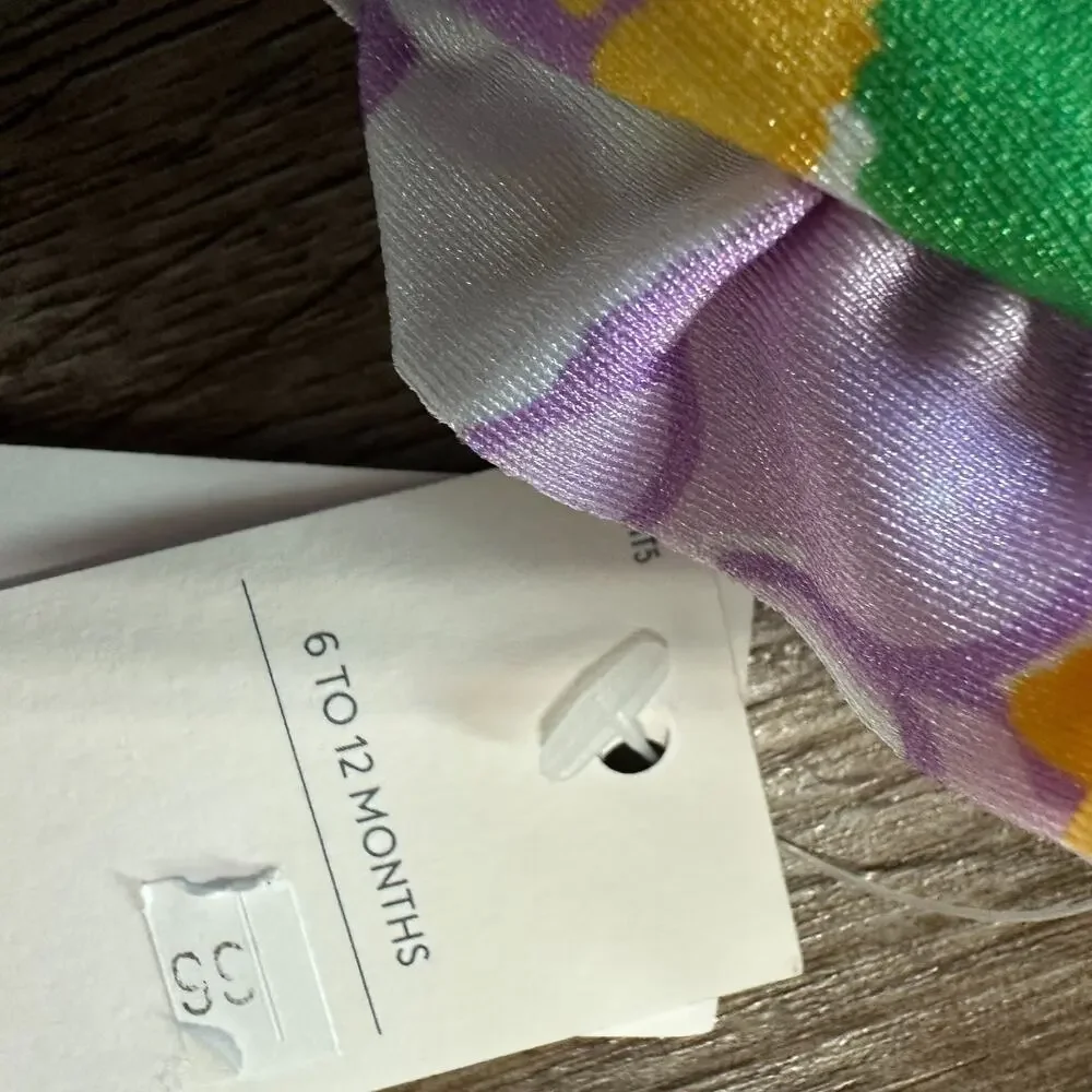 Janie and Jack Girls 6-12 Months Floral Swimsuit One Piece Ruffle Swim Purple